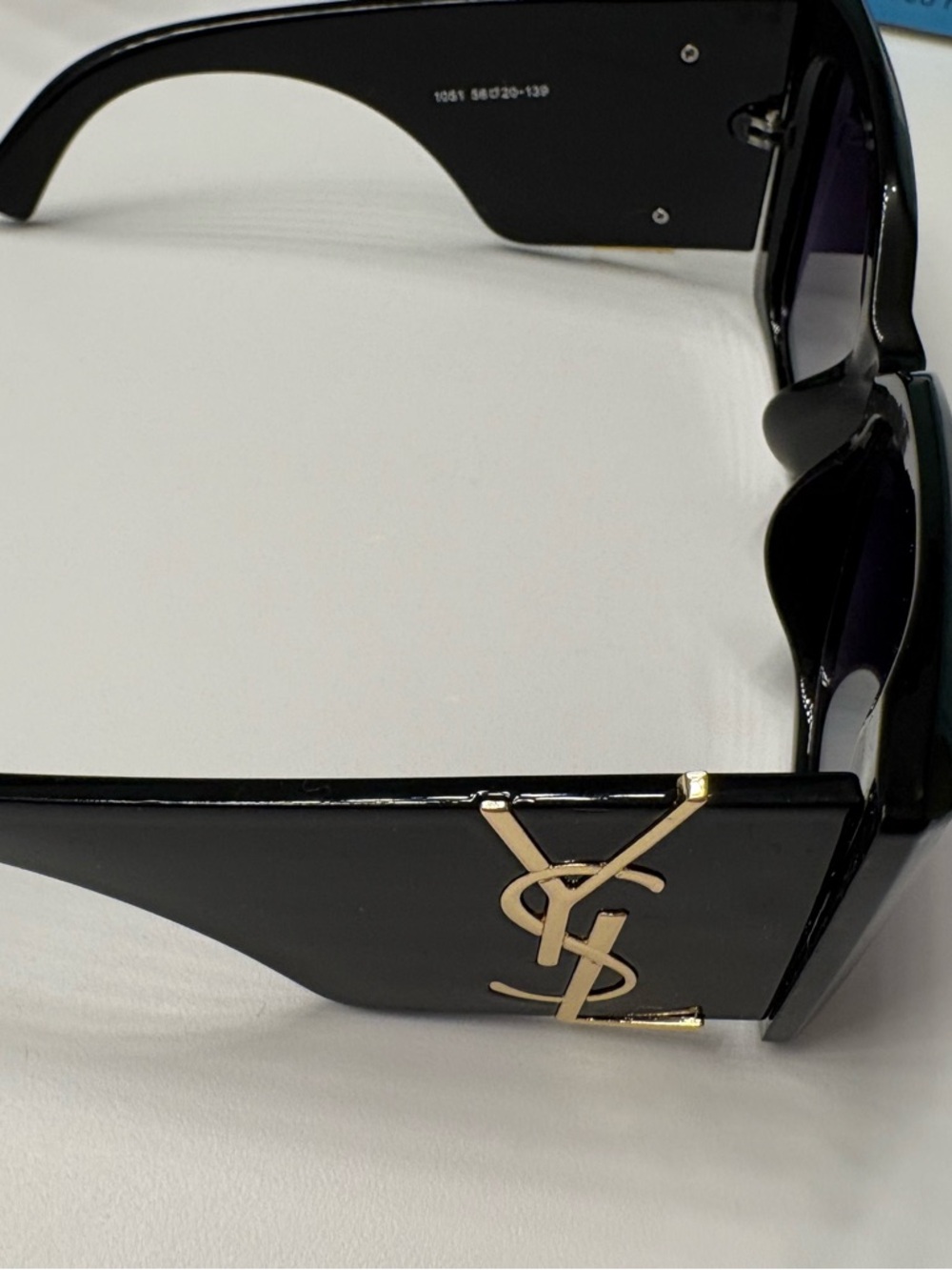 Saint Laurent Black Sunglasses with Gold YSL Accent